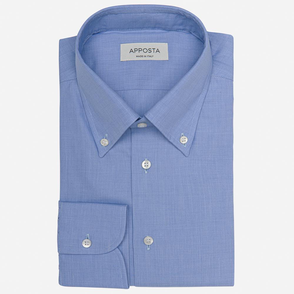 Shirt  solid  light blue cotton fil-à-fil double twisted, collar style  button-down collar - Apposta Clothing product