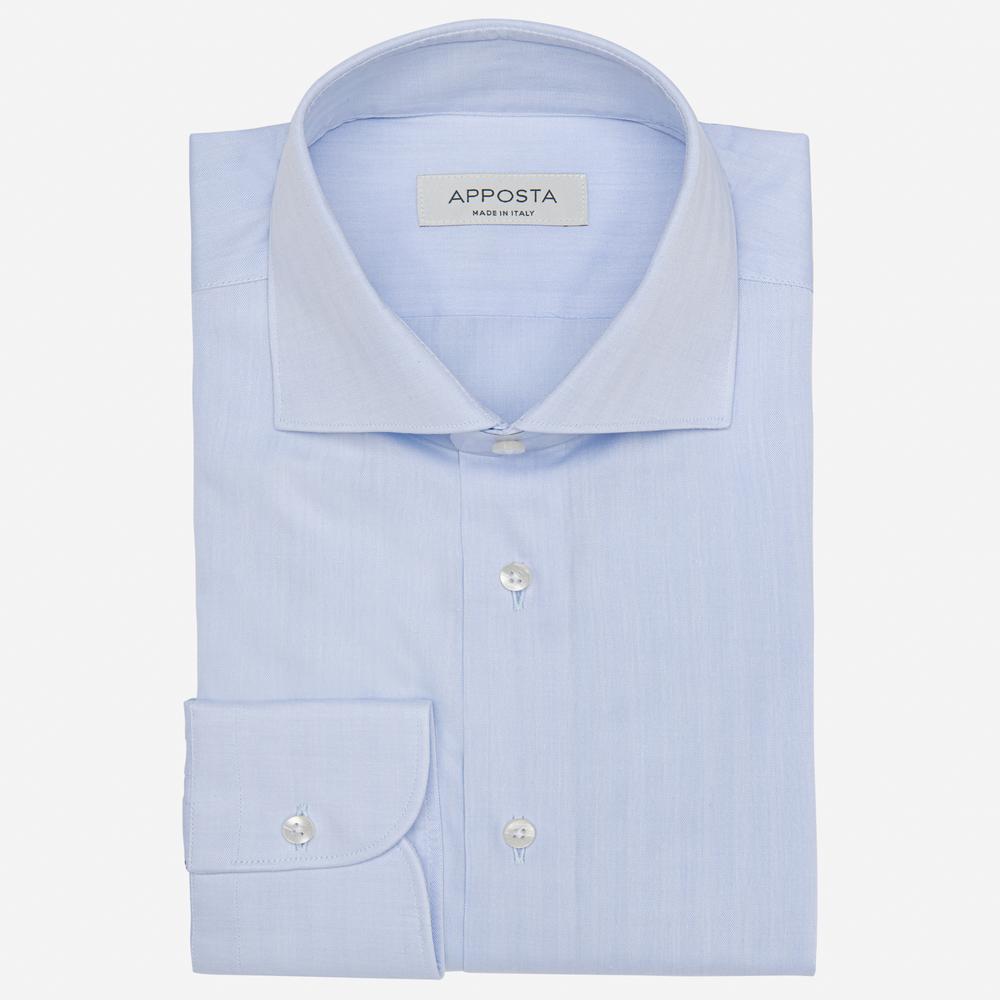 Shirt  solid  light blue cotton twill, collar style  spread collar - High quality product image showing Shirt  solid  light blue cotton twill, collar style  spread collar details and features