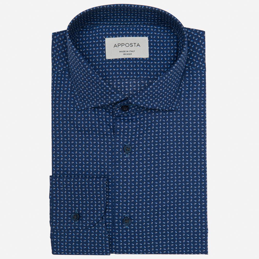 Shirt  patterned designs  navy blue cotton plain, collar style  updated spread collar with short points - High quality product image showing Shirt  patterned designs  navy blue cotton plain, collar style  updated spread collar with short points details and features