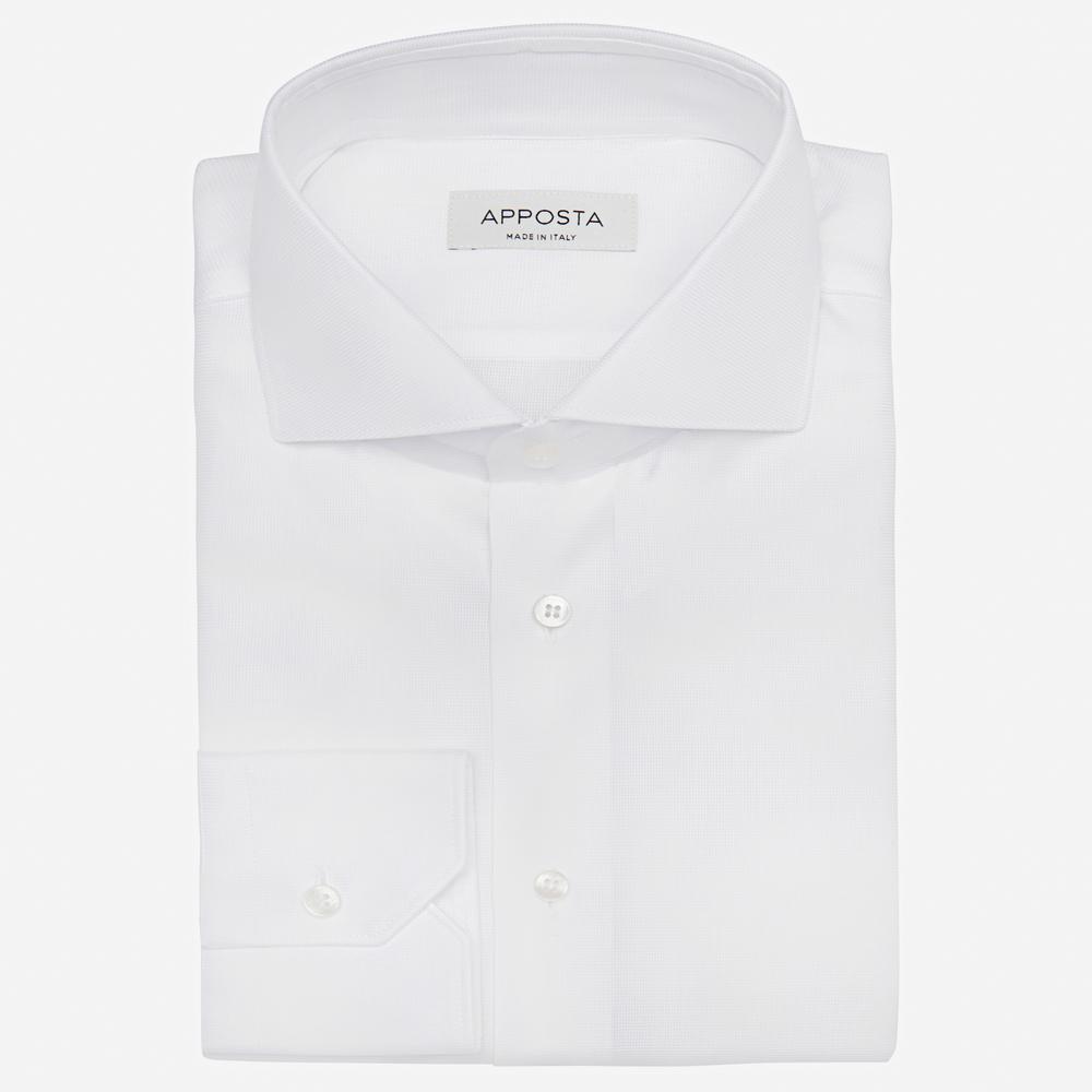 Shirt  solid  white cotton pinpoint oxford double twisted, collar style  updated spread collar with short points - Apposta Clothing product
