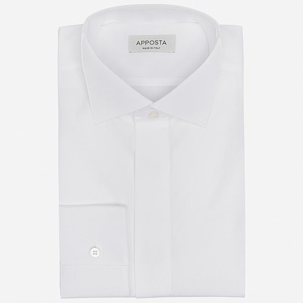 Shirt  solid  white cotton twill double twisted, collar style  wing collar with funcional loop - Apposta Clothing product