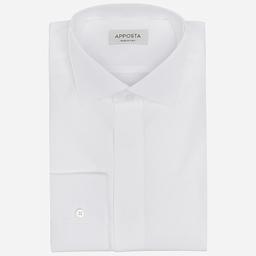 Shirt  solid  white cotton twill double twisted, collar style  wing collar with funcional loop - Product thumbnail image 1 showing different views and angles
