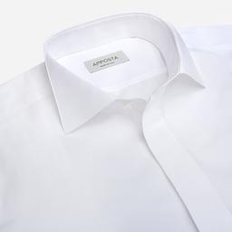 Shirt  solid  white cotton twill double twisted, collar style  wing collar with funcional loop - Product thumbnail image 2 showing different views and angles