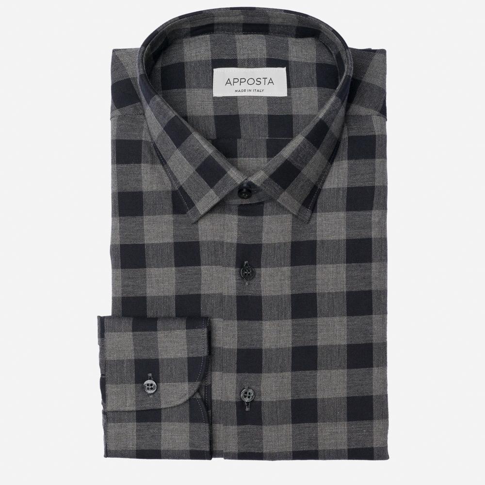 Shirt  big check  multi flannel twill, collar style  updated straight point collar with short points - High quality product image showing Shirt  big check  multi flannel twill, collar style  updated straight point collar with short points details and features