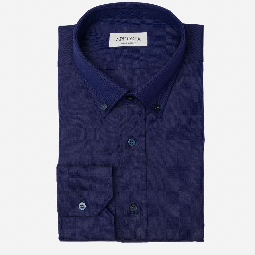 Shirt  solid  navy blue cotton royal oxford double twisted giza 45, collar style  small button-down collar - High quality product image showing Shirt  solid  navy blue cotton royal oxford double twisted giza 45, collar style  small button-down collar details and features