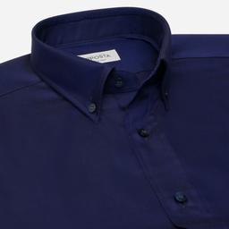 Shirt  solid  navy blue cotton royal oxford double twisted giza 45, collar style  small button-down collar - Product thumbnail image 2 showing different views and angles