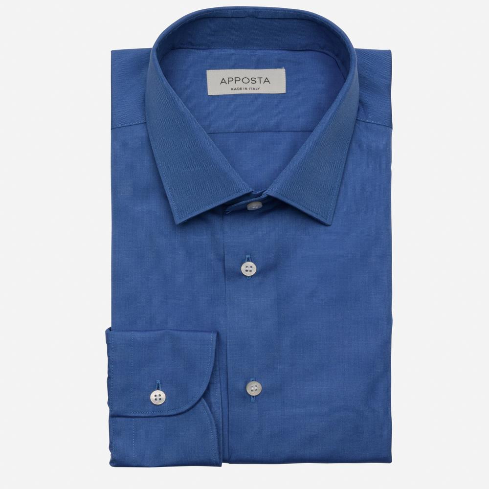 Shirt  solid  navy blue cotton poplin double twisted, collar style  updated straight point collar with short points - Apposta Clothing product
