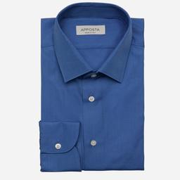 Shirt  solid  navy blue cotton poplin double twisted, collar style  updated straight point collar with short points - Product thumbnail image 1 showing different views and angles