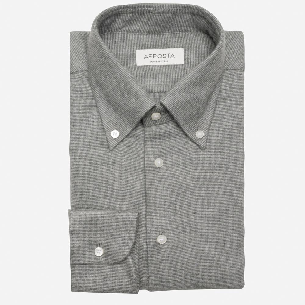 Shirt  textures  grey flannel twill double twisted, collar style  button-down collar - Apposta Clothing product