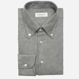 Shirt  textures  grey flannel twill double twisted, collar style  button-down collar - Product thumbnail image 1 showing different views and angles