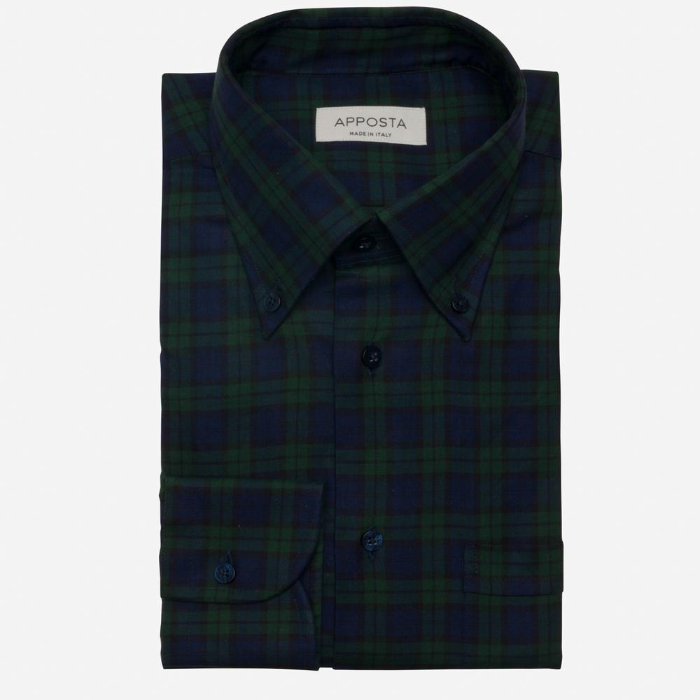 Shirt  big check  green cotton twill, collar style  button-down collar - High quality product image showing Shirt  big check  green cotton twill, collar style  button-down collar details and features