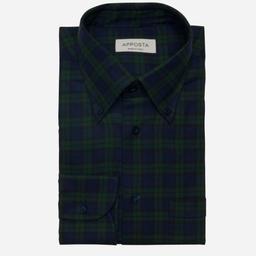 Shirt  big check  green cotton twill, collar style  button-down collar - Product thumbnail image 1 showing different views and angles