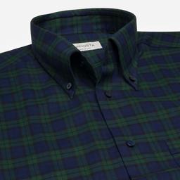 Shirt  big check  green cotton twill, collar style  button-down collar - Product thumbnail image 2 showing different views and angles