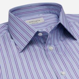 Shirt  striped  violet cotton poplin, collar style  lower spread collar - Product thumbnail image 2 showing different views and angles