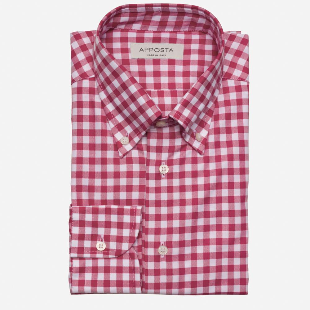 Shirt  gingham check  red cotton pinpoint oxford, collar style  button-down collar - High quality product image showing Shirt  gingham check  red cotton pinpoint oxford, collar style  button-down collar details and features