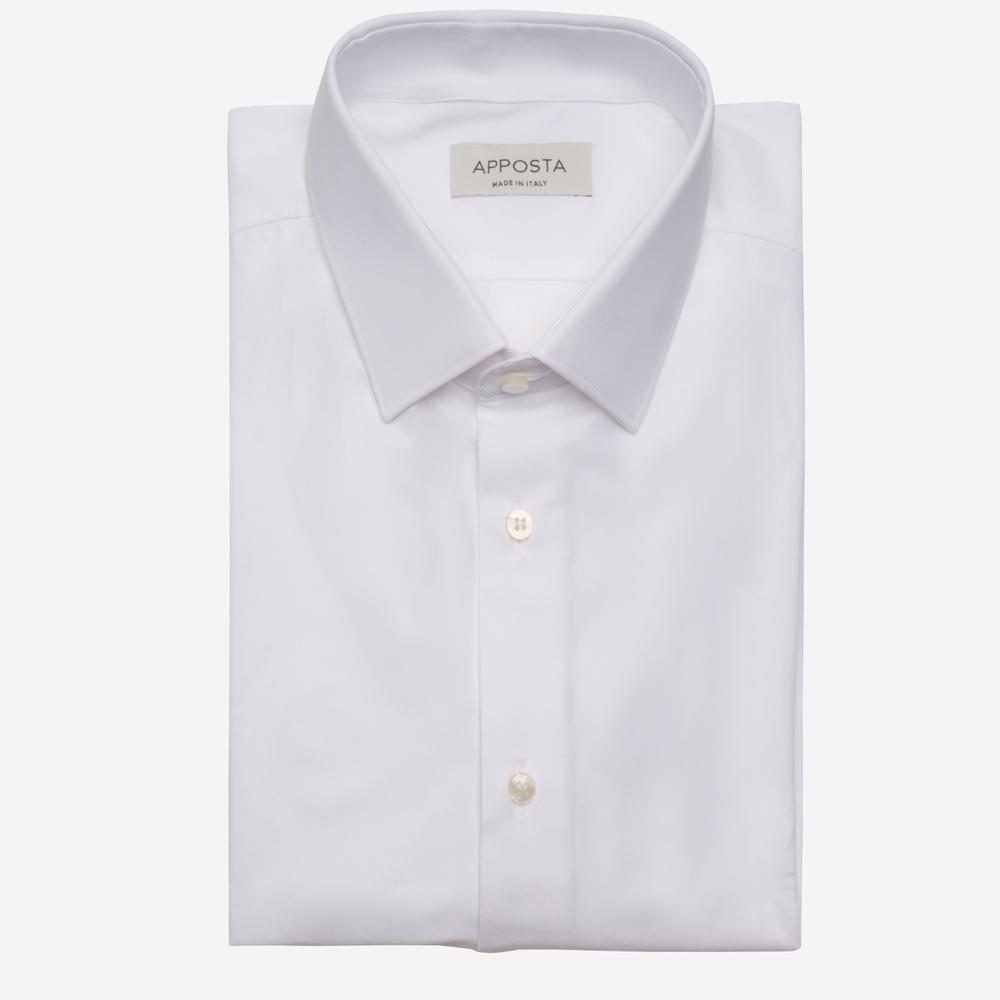 Shirt  solid  white 4-way stretch poplin sensitive, collar style  updated straight point collar with short points - High quality product image showing Shirt  solid  white 4-way stretch poplin sensitive, collar style  updated straight point collar with short points details and features