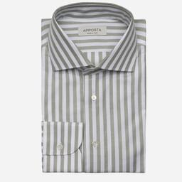 Shirt  striped  green cotton pinpoint oxford, collar style  spread collar - Product thumbnail image 1 showing different views and angles