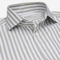 Shirt  striped  green cotton pinpoint oxford, collar style  spread collar - Product thumbnail image 2 showing different views and angles