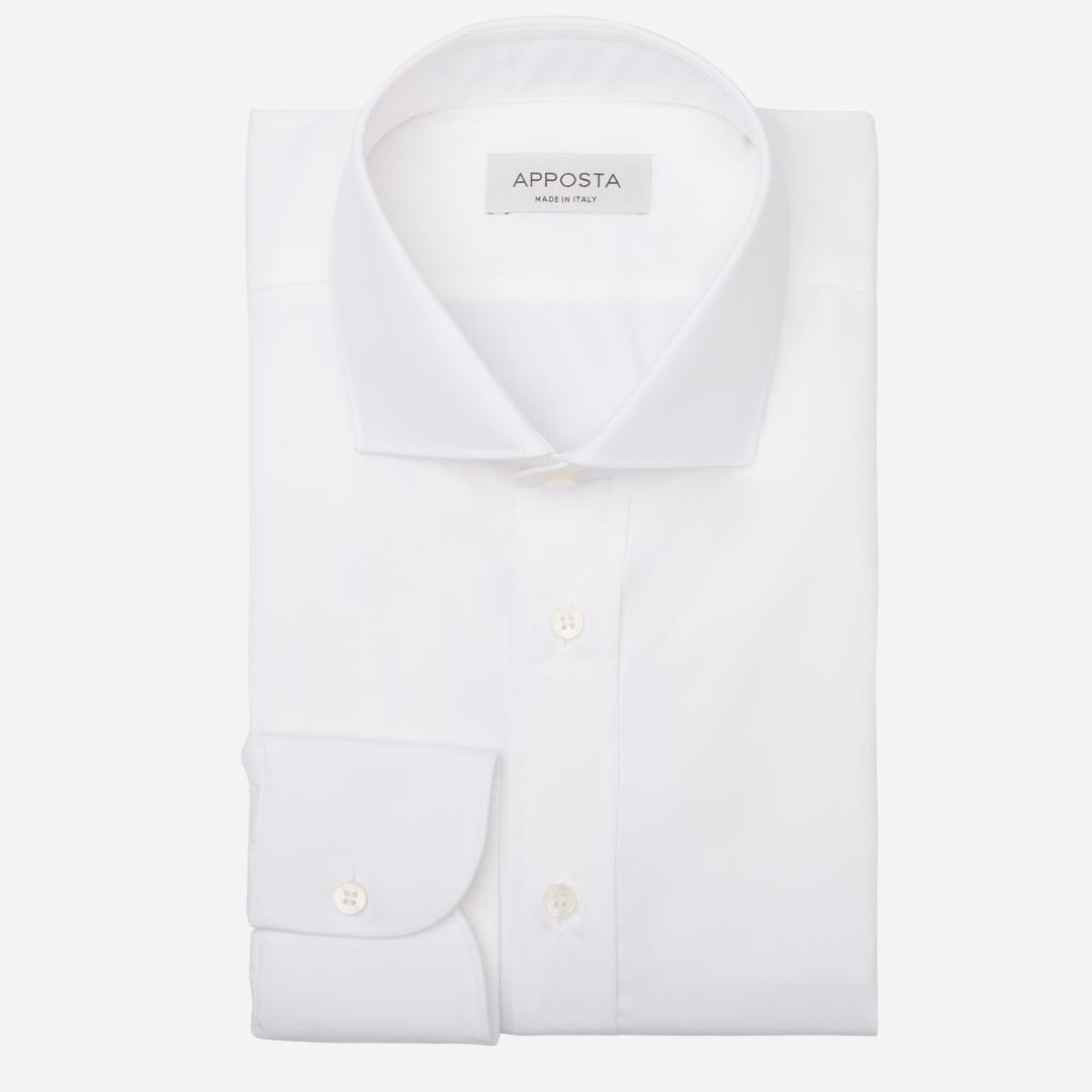 Shirt  solid  white stretch cotton poplin, collar style  updated spread collar with short points - Apposta Clothing product
