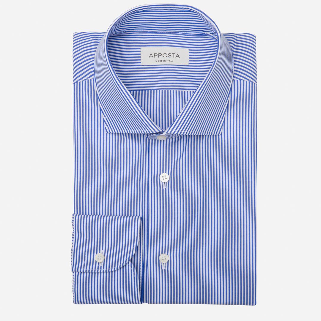 Shirt  striped  light blue cotton plain, collar style  updated spread collar with short points - Apposta Clothing product