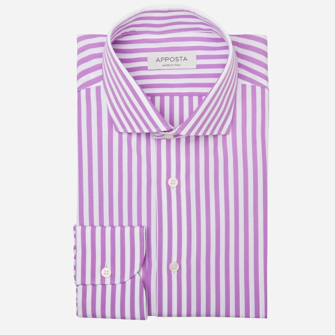 Shirt  striped  violet cotton plain, collar style  updated spread collar with short points - Apposta Clothing product