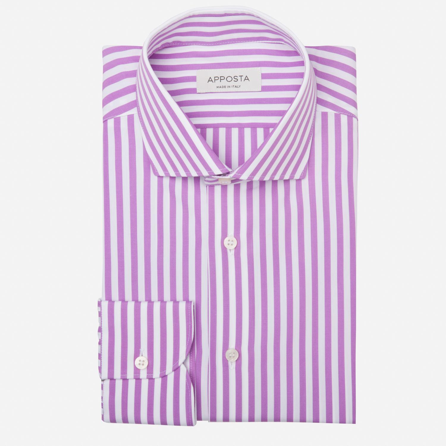 Shirt  striped  violet cotton plain, collar style  updated spread collar with short points - High quality product image showing Shirt  striped  violet cotton plain, collar style  updated spread collar with short points details and features