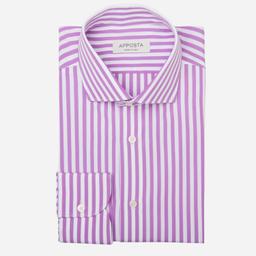 Shirt  striped  violet cotton plain, collar style  updated spread collar with short points - Product thumbnail image 1 showing different views and angles