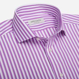 Shirt  striped  violet cotton plain, collar style  updated spread collar with short points - Product thumbnail image 2 showing different views and angles