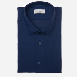 Shirt  solid  navy blue 4-way stretch poplin sensitive, collar style  updated straight point collar with short points - Product thumbnail image 1 showing different views and angles
