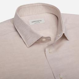 Shirt  solid  beige cotton-linen zephyr, collar style  updated straight point collar with short points - Product thumbnail image 2 showing different views and angles