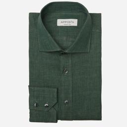 Shirt  solid  green linen plain normandy linen, collar style  updated spread collar with short points - Product thumbnail image 1 showing different views and angles