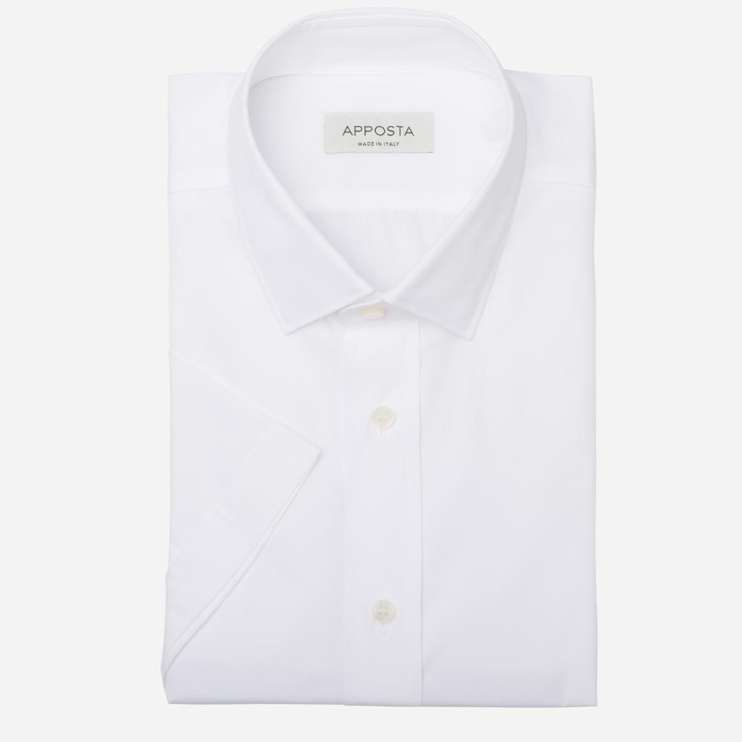 Shirt  solid  white cotton poplin, collar style  updated straight point collar with short points - Apposta Clothing product