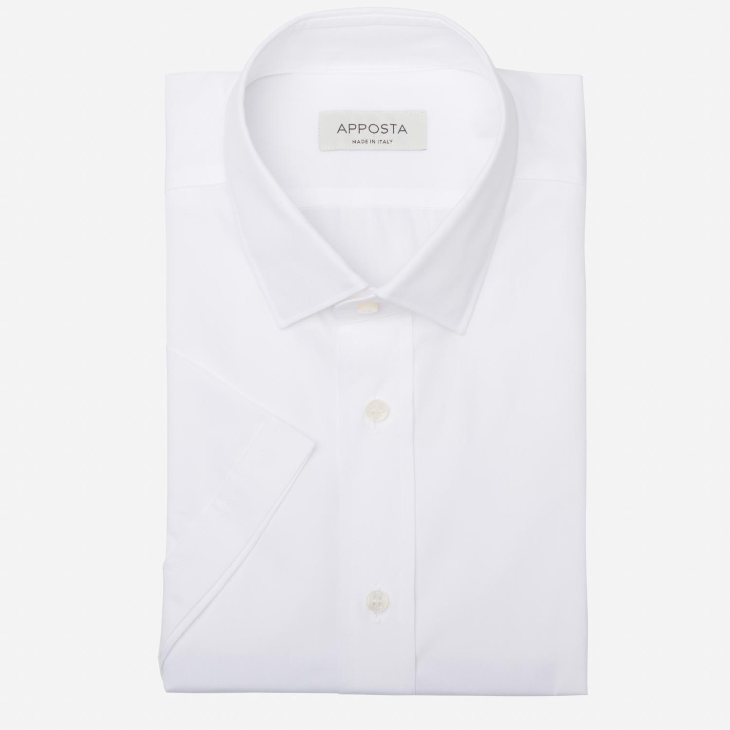 Shirt  solid  white cotton poplin, collar style  updated straight point collar with short points - High quality product image showing Shirt  solid  white cotton poplin, collar style  updated straight point collar with short points details and features