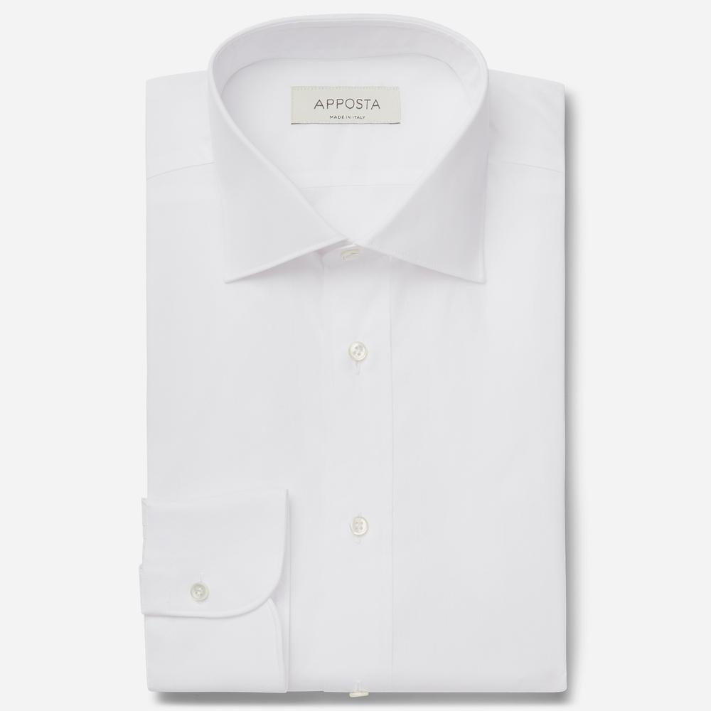 Shirt  solid  white cotton poplin double twisted, collar style  updated spread collar with short points - Apposta Clothing product