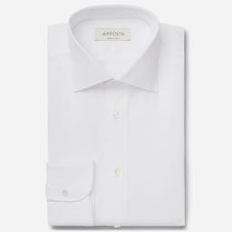 Shirt  solid  white cotton poplin double twisted, collar style  updated spread collar with short points - Product thumbnail image 1 showing different views and angles