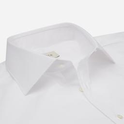 Shirt  solid  white cotton poplin double twisted, collar style  updated spread collar with short points - Product thumbnail image 2 showing different views and angles