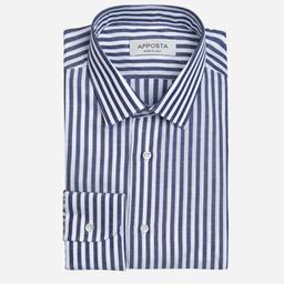 Shirt  striped  navy blue cotton-linen plain, collar style  updated straight point collar with short points - Product thumbnail image 1 showing different views and angles