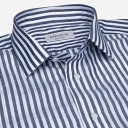 Shirt  striped  navy blue cotton-linen plain, collar style  updated straight point collar with short points - Product thumbnail image 2 showing different views and angles