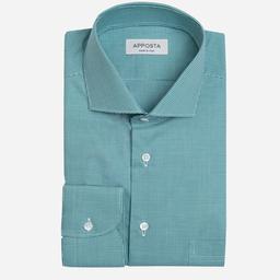 Shirt  small check  green cotton zephyr, collar style  updated spread collar with short points - Product thumbnail image 1 showing different views and angles
