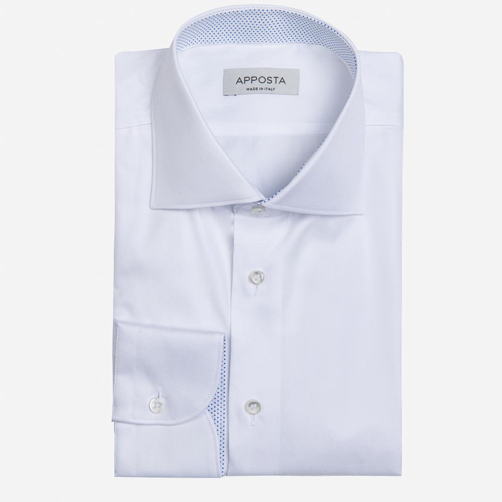 Shirt  solid  white cotton twill double twisted, collar style  semi-spread collar - High quality product image showing Shirt  solid  white cotton twill double twisted, collar style  semi-spread collar details and features