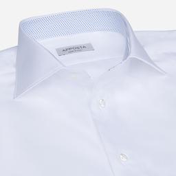 Shirt  solid  white cotton twill double twisted, collar style  semi-spread collar - Product thumbnail image 2 showing different views and angles