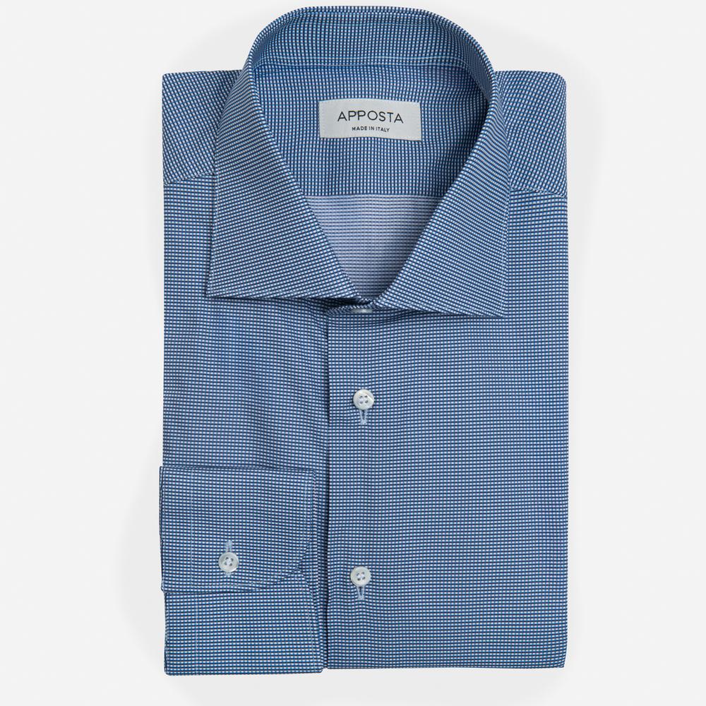 Shirt  small check  light blue cotton poplin, collar style  semi-spread collar - Apposta Clothing product
