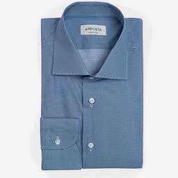 Shirt  small check  light blue cotton poplin, collar style  semi-spread collar - Product thumbnail image 1 showing different views and angles
