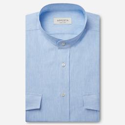 Shirt  solid  light blue linen plain, collar style  band collar - Product thumbnail image 1 showing different views and angles