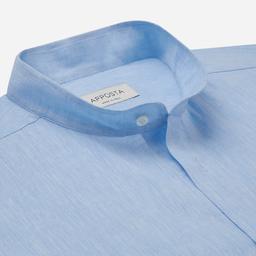 Shirt  solid  light blue linen plain, collar style  band collar - Product thumbnail image 2 showing different views and angles