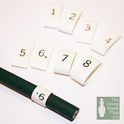 Heat Shrink cable markers ignition white & black text HT Plug Lead Numbers 1-8 - The Green Spark Plug Automotive product