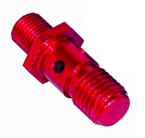 Alloy Banjo Stub M10 x 1 sft - 12x1.5 (Red) (BFU010) - High quality product image showing Alloy Banjo Stub M10 x 1 sft - 12x1.5 (Red) (BFU010) details and features