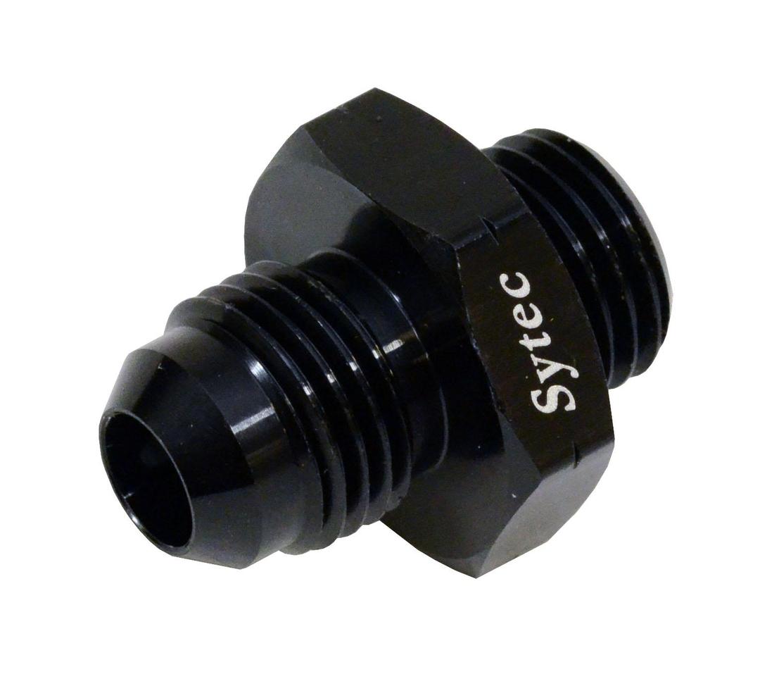 Sytec Alloy Straight Fuel Union Male/Male (Black)  (BFU214) - The Green Spark Plug Automotive product