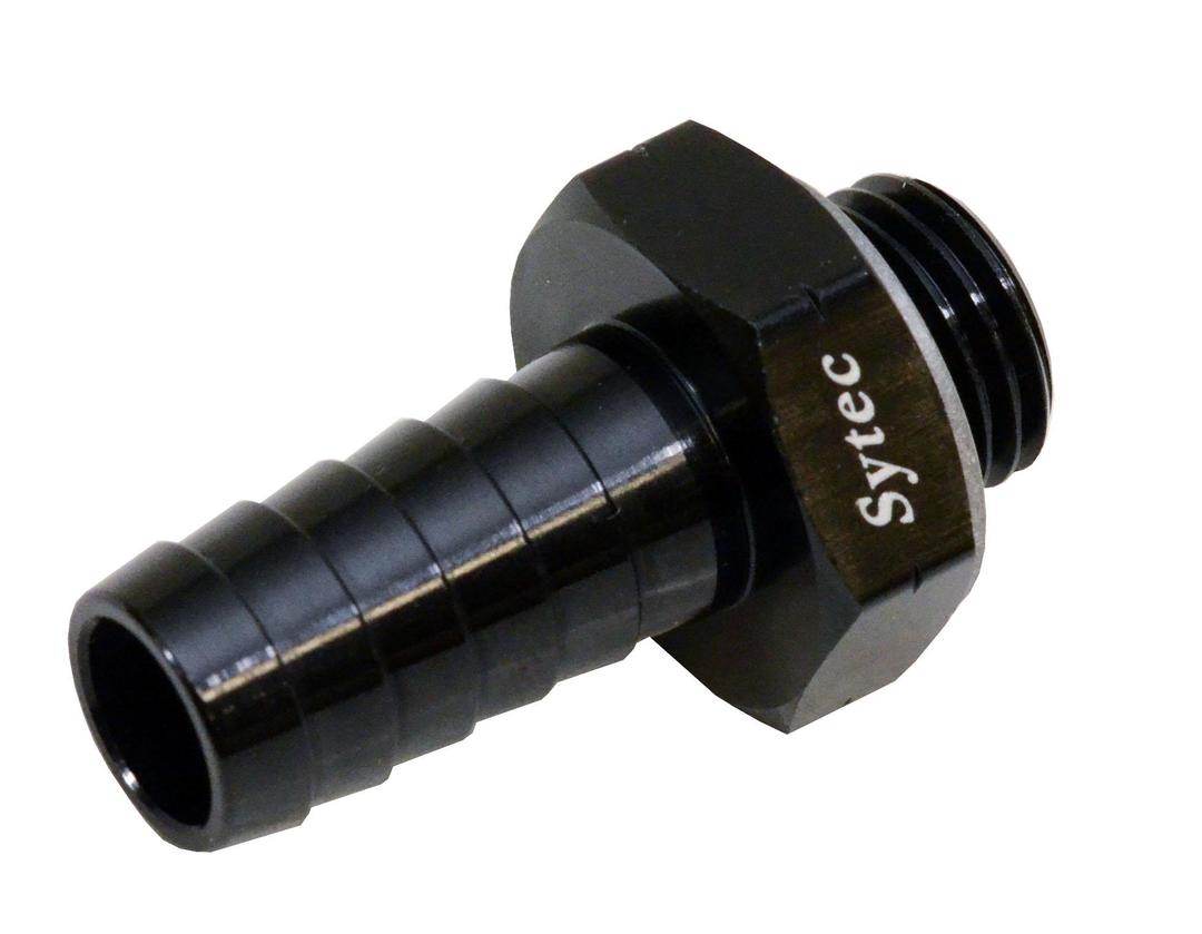 Sytec Alloy Straight Fuel Union Male/Male (Black)  (BFU215) - The Green Spark Plug Automotive product