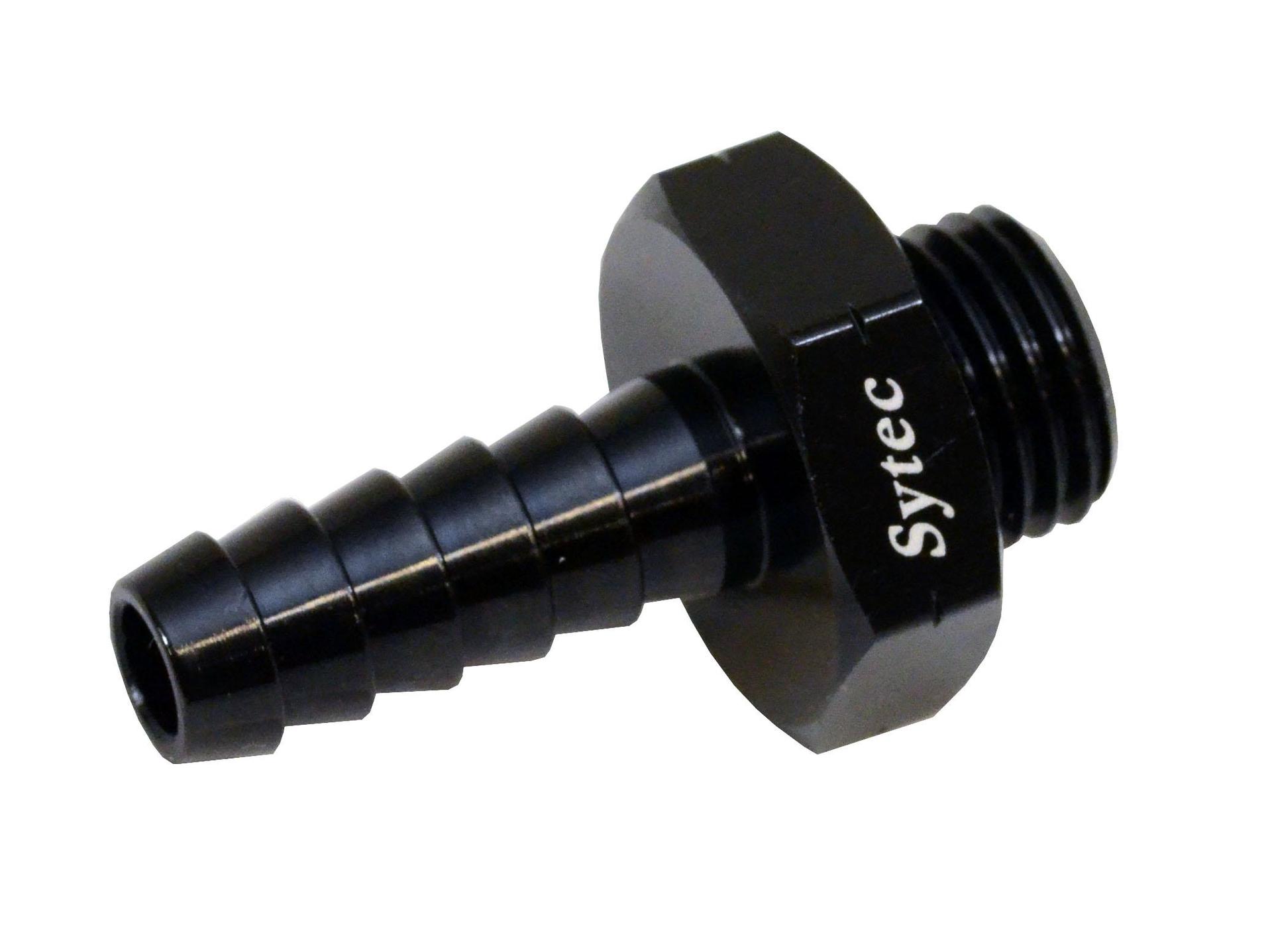Sytec Alloy Straight Fuel Union Male/Male (Black)  (BFU216) - High quality product image showing Sytec Alloy Straight Fuel Union Male/Male (Black)  (BFU216) details and features
